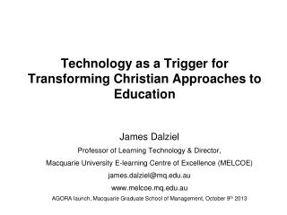 Technology as a Trigger for Transforming Christian Approaches to Education