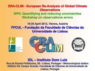 ERA-CLIM - European Re-Analysis of Global Climate Observations