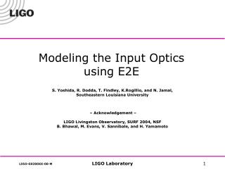 Modeling the Input Optics using E2E