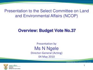 Overview: Budget Vote No.37