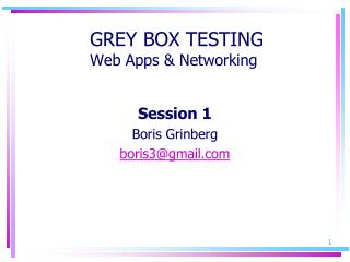 GREY BOX TESTING Web Apps &amp; Networking