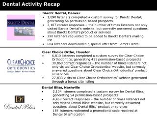 Dental Activity Recap