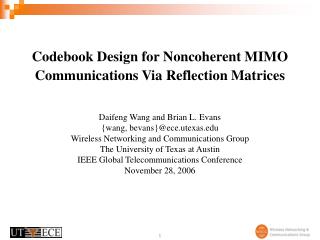 Codebook Design for Noncoherent MIMO Communications Via Reflection Matrices