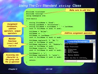 Using The C++ Standard string Class