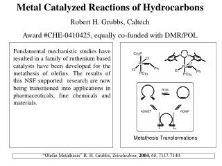 “Olefin Metathesis” R. H. Grubbs, Tetrahedron, 2004 , 60 , 7117-7140.