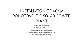 INSTALLATON OF 40Kw POHOTOVOLTIC SOLAR POWER PLANT