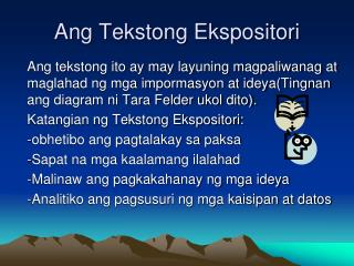 Ang Tekstong Ekspositori