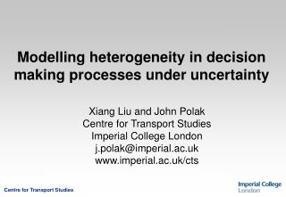 Modelling heterogeneity in decision making processes under uncertainty