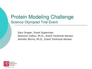 Protein Modeling Challenge Science Olympiad Trial Event