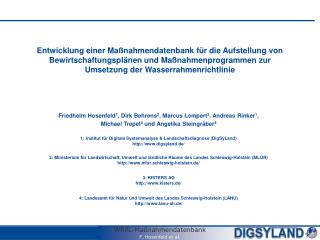 Entwicklung einer Maßnahmendatenbank für die Aufstellung von