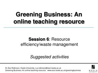 Greening Business: An online teaching resource