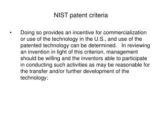 NIST patent criteria