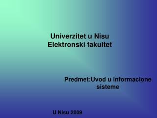 Univerzitet u Nisu Elektronski fakultet