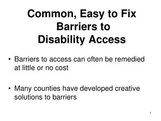 Common, Easy to Fix Barriers to Disability Access