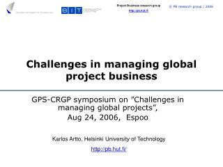 Challenges in managing global project business