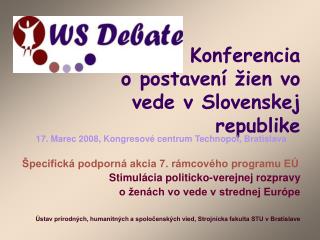 Konferencia o postaven í žien vo vede v Slovenskej republike