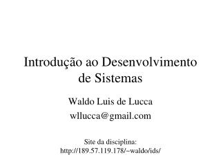 Introdução ao Desenvolvimento de Sistemas