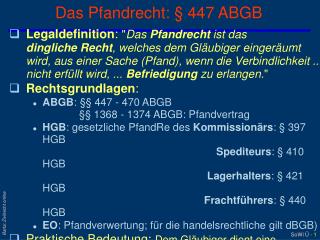 Das Pfandrecht: § 447 ABGB