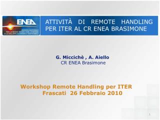 Attività di Remote handling per ITER al CR ENEA Brasimone