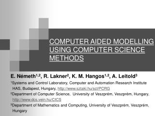 COMPUTER AIDED MODELLING USING COMPUTER SCIENCE METHODS