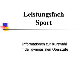 Leistungsfach Sport