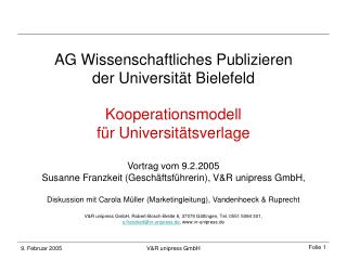 AG Wissenschaftliches Publizieren der Universität Bielefeld