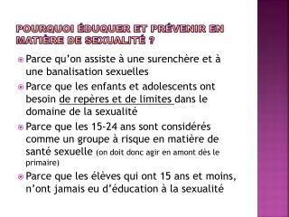 Pourquoi Éduquer et prévenir en matière de sexualité ?