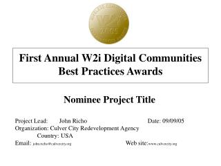 First Annual W2i Digital Communities Best Practices Awards