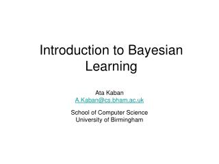 Introduction to Bayesian Learning
