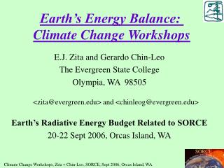 Earth’s Energy Balance:  Climate Change Workshops