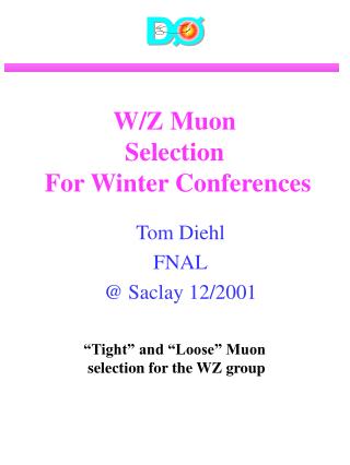 W/Z Muon Selection For Winter Conferences