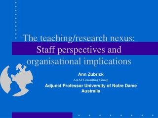 The teaching/research nexus: Staff perspectives and organisational implications