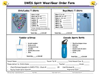 DWES Spirit Wear/Gear Order Form