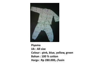 Piyama Uk : All size Colour : pink, blue, yellow, green Bahan : 100 % cotton