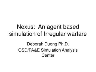 Nexus: An agent based simulation of Irregular warfare
