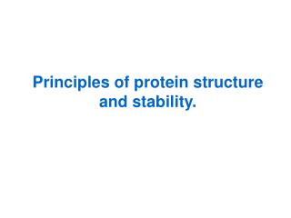 Principles of protein structure and stability.