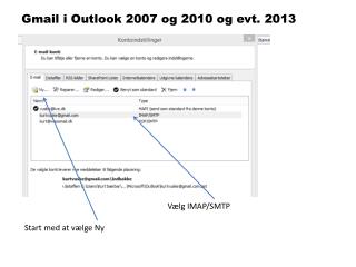 Gmail i Outlook 2007 og 2010 og evt. 2013