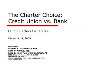 The Charter Choice: Credit Union vs. Bank