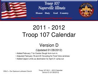 2011 - 2012 Troop 107 Calendar