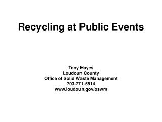 Recycling at Public Events