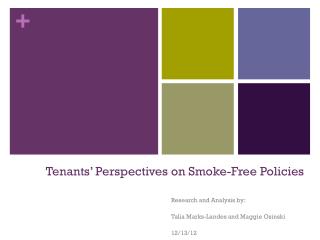 Tenants’ Perspectives on Smoke-Free Policies