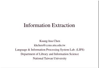 Information Extraction