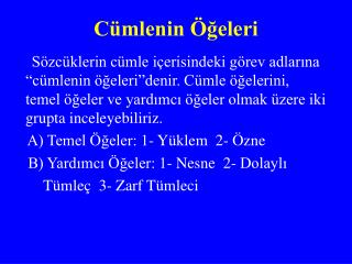 Cümlenin Öğeleri