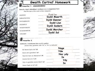 Gwaith Cartref Homework