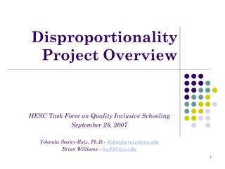 Disproportionality Project Overview
