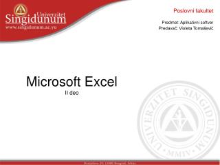 Microsoft Excel II deo