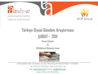 Türkiye Siyasi Gündem Araştırması ŞUBAT – 2011 Siyasi Liderler Ve 60.Hükümet Bakanları İmajı