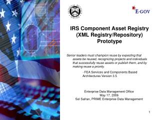 IRS Component Asset Registry (XML Registry/Repository) Prototype