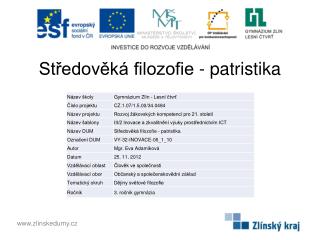 Středověká filozofie - patristika