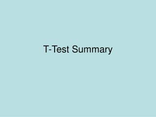 T-Test Summary